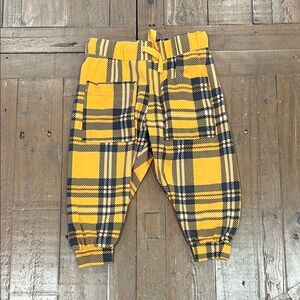Mini Rodini Orange and gray plaid cotton joggers 9-18 months